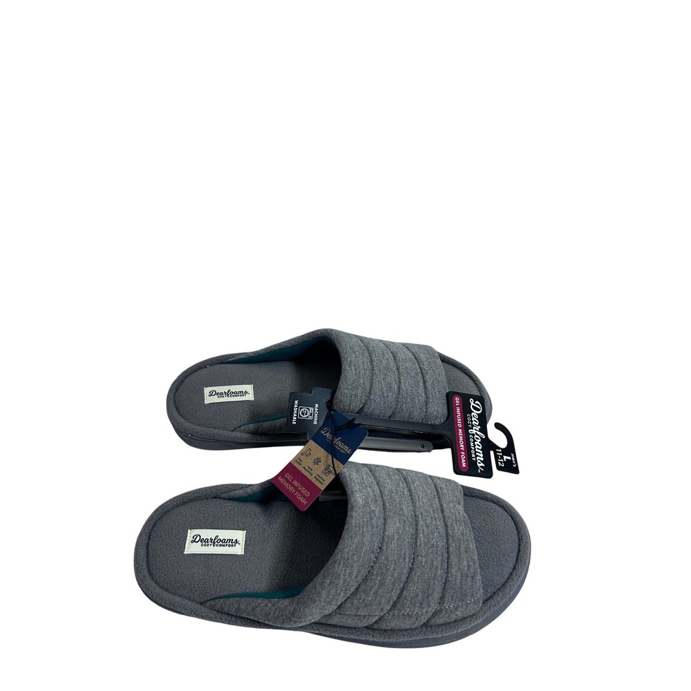 Dearfoams Jersey Slide Slippers Large 11-12 Grey Memory Foam Mens